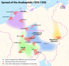 Spread of the Anabaptists, 1525-1550