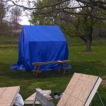 Springhouse temporarily under wrap.